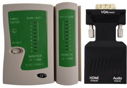 1 Set Usb Lan Network/Telefoon Kabel Tester RJ11 RJ12 RJ45 Cat5 & 1 Set Vga Male Naar Hdmi vrouwelijke Met Audio Adapter