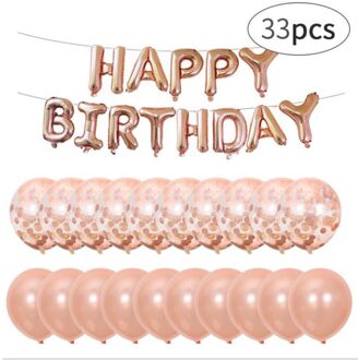 1 Set Van 12'rose Gold Latex Ballon Gelukkige Verjaardag Brief Set Confetti Sequin Ballon Verjaardagsfeestje Decoratie Bruiloft Benodigdheden roos goud