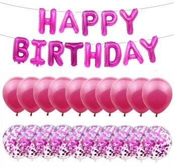 1 Set Van 12'rose Gold Latex Ballon Gelukkige Verjaardag Brief Set Confetti Sequin Ballon Verjaardagsfeestje Decoratie Bruiloft Benodigdheden roos rood