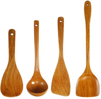 1 Set Van 4Pcs Hout Kookgerei Hout Gebruiksvoorwerpen Spatel Pannenset Voor Keuken