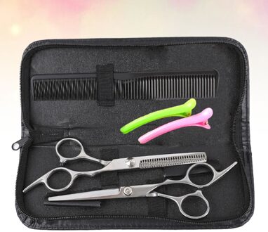 1 Set Van 6 Stuks Professionele Tand Snijden Schaar Set Ergonomie Handvat Kapperschaar Kam Kit Draagbare Haar Styling Tool