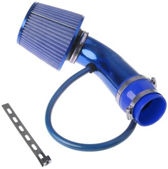 1 Set Van 76 Mm 3 "Auto Airconditioning Open Conische Luchtaanzuigbuis Kit Filter buis Systeem Universele Chrome 3 "Luchtinlaat Blauw