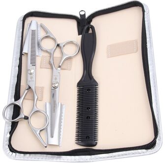 1 Set Van Kappers Schaar Praktische Platte Schaar Tanden Schaar Hair Styling Tools Zwart Willekeurige Kam Kleur