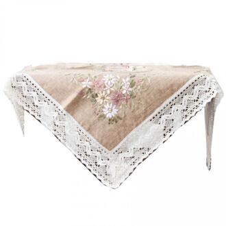 1 Set Van Kruissteek Kit Gedrukt Stamped Ronde Eettafel Cover Hand Wasbaar 90x90cm koffie