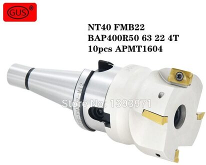 1 Set Van NT40 FMB22 Gereedschaphouder BAP400R50 63 22 4T Frezen Hoofd, geschikt Voor APMT1604 Cnc Frezen Inserts NT40FMB22-60 63 1604