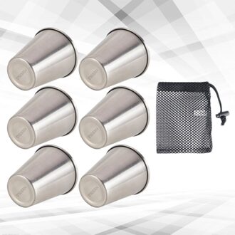 1 Set Van Roestvrij Staal Glazen Draagbare Bier Cup Outdoor Whiskey Cup Reizen Set Zilver (4 Stuks Maat Cups, 1 Opbergtas)