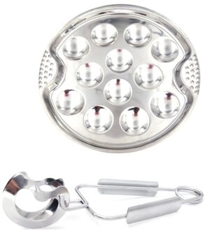 1 Set Van Roestvrij Staal Slak Paddestoel Escargot Plaat Met 12 Compartimenten Gegrilde Slak Tool 12 Gegrilde Conch Lade