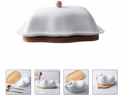 1 Set Van Voedsel Container Boter Plaat Met Deksel Keuken Schotel