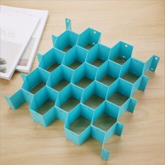 1 Set Verstelbare Lade Organizer Honingraten Separator Diy Divider Voor Ondergoed Sokken H88F blauw