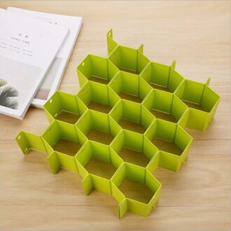 1 Set Verstelbare Lade Organizer Honingraten Separator Diy Divider Voor Ondergoed Sokken H88F groen