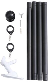 1 Set Vlaggenmast Kit Outdoor Wirwar Professionele Spinning Vlaggenmast Beugel Vlag Pole Houder 160cm / zwart
