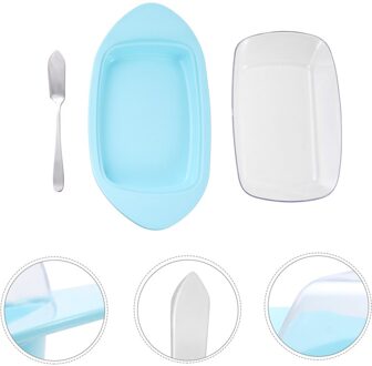 1 Set Voedsel Container Boter Kaas Scherper Opbergdoos Met Cutter En Deksel blauw