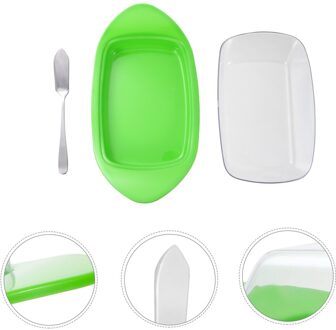 1 Set Voedsel Container Boter Kaas Scherper Opbergdoos Met Cutter En Deksel groen