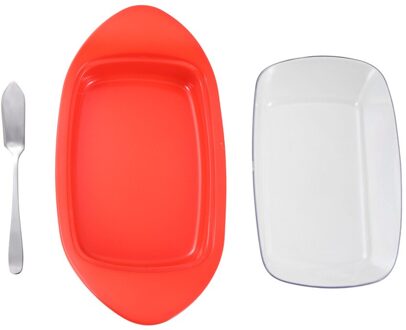 1 Set Voedsel Container Boter Kaas Scherper Opbergdoos Met Cutter En Deksel rood