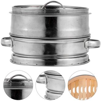 1 Set Voedsel Stoomboot Voedsel Stomen Tool Roestvrij Staal Stoomboot Mand Met Deksel 16.5CM