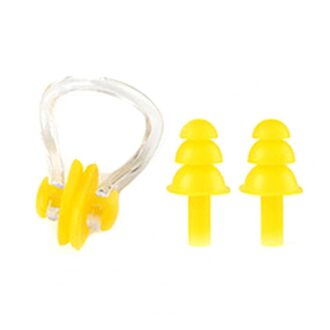 1 Set Waterdichte Siliconen Zwemmen Oordopjes Neus Clip Set Box Verpakt Oordopje Voor Surfen Duiken En Leren Zwemmen geel