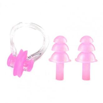 1 Set Waterdichte Siliconen Zwemmen Oordopjes Neus Clip Set Box Verpakt Oordopje Voor Surfen Duiken En Leren Zwemmen Roze