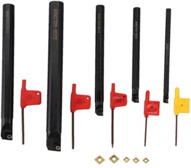 1 Set Zwart Draaibank Draaien Gereedschaphouder 5Pcs S10K/S07K/S12M-SCLCR06 S16Q/S20R-SCLCR09 Draaibank Draaien Tool houder 7/10/12/16/20Mm Bo