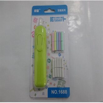 1 sets Cartoon Briefpapier Elektrische Gum Kinderen Speelgoed Automatische Gum Briefpapier Gum Schets Wijzigen Elektrische Gum groen