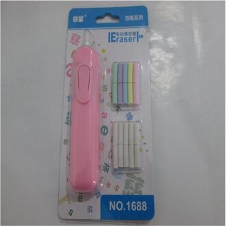 1 sets Cartoon Briefpapier Elektrische Gum Kinderen Speelgoed Automatische Gum Briefpapier Gum Schets Wijzigen Elektrische Gum Roze