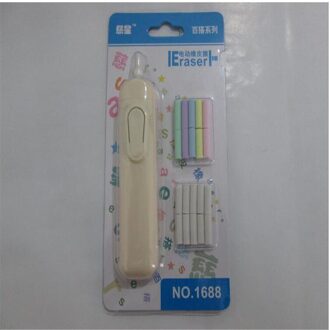 1 sets Cartoon Briefpapier Elektrische Gum Kinderen Speelgoed Automatische Gum Briefpapier Gum Schets Wijzigen Elektrische Gum wit