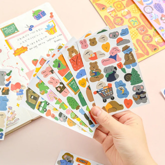 1 Sheet Cartoon Animal Sticker DIY Sticky Label Diary Decor Kawaii Stickers Scrapbook Korean Cute Stationery Journal Supplies