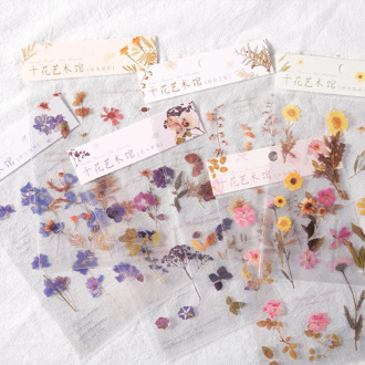1 Sheet /Pack Dried Flowers Art Museum Sticker Notebook Diary DIY Decoration