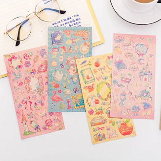 1 Sheets Bronzing Sticker Fairy Tale World Flowers Decoration Material Cute Stickers Diy Hand Account Scrapbooking Album