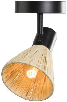 1-spot Raffia E14 - Beige/zwart Metaal - 19x15x11 Cm - Metaal/Papier - Beige#Zwart