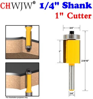 1 st 1/4 "Schacht Houtbewerking Flush Trim Frezen Voor Hout Industriële Grade Trimmen Snijders Met Lager Frees D19H25.4