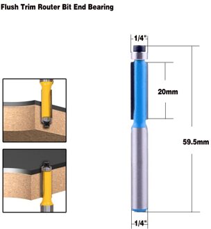 1 st 1/4 "Schacht Houtbewerking Flush Trim Frezen Voor Hout Industriële Grade Trimmen Snijders Met Lager Frees D6.35H20mm