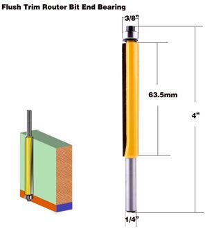 1 st 1/4 "Schacht Houtbewerking Flush Trim Frezen Voor Hout Industriële Grade Trimmen Snijders Met Lager Frees D9.52H63.5