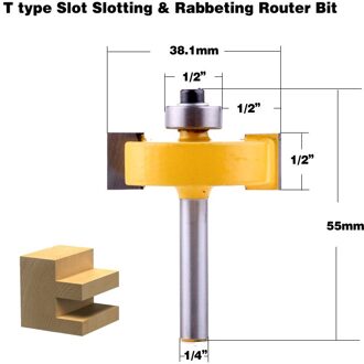 1 st 1/4 "Schacht T type lagers hout frees Industriële Grade Rabbeting Bit houtbewerking tool frezen voor hout 10nee
