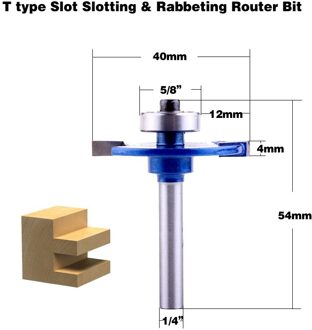 1 st 1/4 "Schacht T type lagers hout frees Industriële Grade Rabbeting Bit houtbewerking tool frezen voor hout 2nee