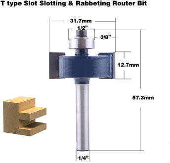 1 st 1/4 "Schacht T type lagers hout frees Industriële Grade Rabbeting Bit houtbewerking tool frezen voor hout 5nee