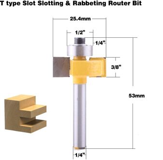 1 st 1/4 "Schacht T type lagers hout frees Industriële Grade Rabbeting Bit houtbewerking tool frezen voor hout 8nee