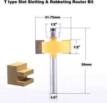 1 st 1/4 "Schacht T type lagers hout frees Industriële Grade Rabbeting Bit houtbewerking tool frezen voor hout 9nee