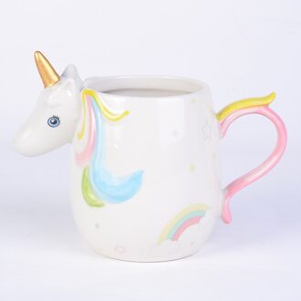 1 ST 3D Eenhoorn Mok Regenboog Paard Eenhoorn Cup Keramische Koffie Cup Meisje Leuke kleur 350 ML Cartoon Eenhoorn mokken