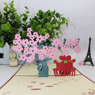 1 ST 3D Pop Up Wenskaart Liefde Romantische Verjaardag Bruiloft Aniversary Valentijnsdag Uitnodigingen Wenskaarten type 8