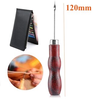 1 Stalen Stitcher Naaien Priem Zakken Gat Haak Diy Handgemaakte Lederen Craft Tool Plastic Handvat Kegel Naald Schoen Reparatie Naald B-120mm