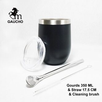 1 Stk/partij Gaucho Yerba Mate Kalebassen 350 Ml Rvs Cups 12 Oz Theewaar Omvatten Stro Bombilla En Reinigingsborstel Sales MB016-175 (12 OZ)