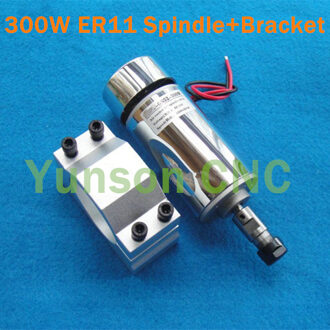 1 stks 300 W 0.3KW 48 V ER11 spantang luchtgekoelde koeling Spindel Motor max. 12000 rpm voor graveren + 1 stks spindel beugel + ventilator