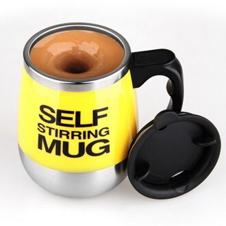 1 STKS 350 ml rvs automatische mengbeker koffiekopje cup creatieve cup mok melk Zelf Roeren Mok caneca jarra geel