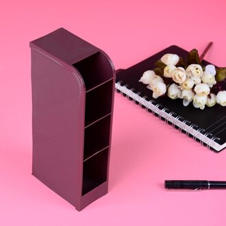 1 stks 4 Compartiment Desktop Opbergdoos Plastic Organizer Cosmetische Make-Up Bureau Houder bruin