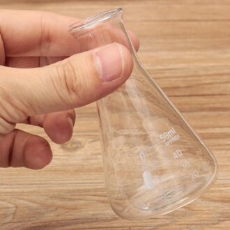 1 stks 50 ml Transparante Wetenschappelijke Glas Erlenmeyer Lab Onderwijs Chemische Experimenten schepen Glaswerk Laboratorium Apparatuur