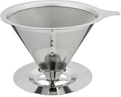 1 Stks Bar Koffie Druppelaar Een Layer Rvs Bar Zeven Giet Over Kegel Druppelaar Herbruikbare Koffie Filter Zeef