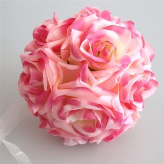 1 stks Kunstzijde Bloem Rose Kissing Balls Boeket Middelpunt Pomander Party Bruiloft Middelpunt decoraties Roze