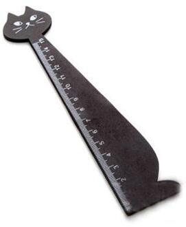 1 Stks/partij 15 Cm Hout Straight Heerser Studenten Diy Gereedschap Leuke Lucky Cat Houten Liniaal Bladwijzer zwart