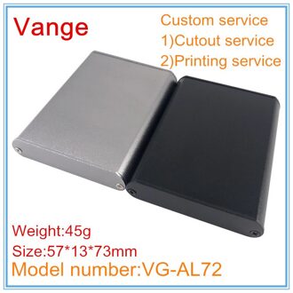 1 Stks/partij Zandstralen Oppervlak Mal Gemaakt 6063-T5 Geïnjecteerd Aluminium Behuizing Diy 57*13*73 Mm Voor Elektronische apparaat Iron grijs