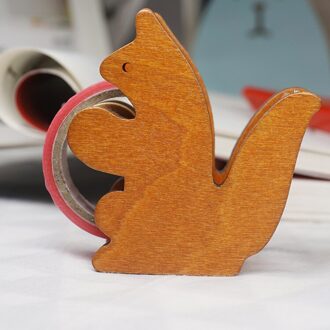 1 stks Zakka diverse goederen tape cutter houten ambachten eekhoorn vorm tape dispenser kleine tape cutter